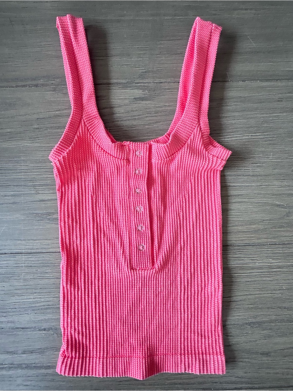 FREE PEOPLE INTIMATELY YOURS Pink Ribbed Henley Tank XS/S